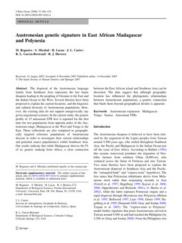 Austronesian Genetic Signature in East African Madagascar and Polynesia