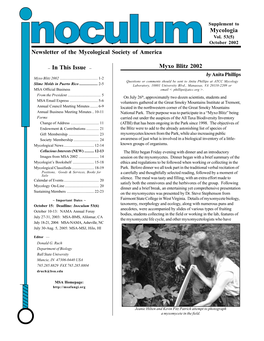 Mycologia Newsletter of the Mycological Society of America -- In