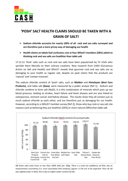 Latest Press Release from Consensus Action on Salt and Health