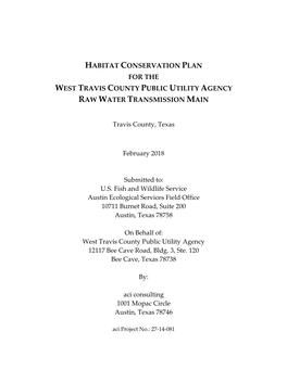 WTCPUA Habitat Conservation Plan