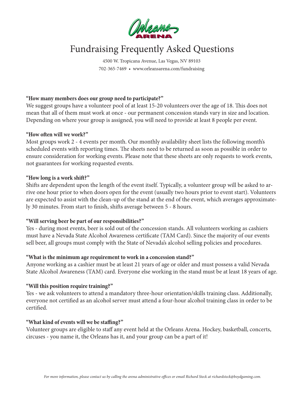 Fundraising Frequently Asked Questions 4500 W