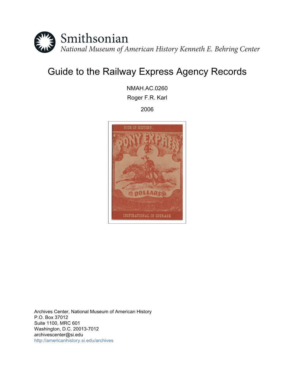 Guide to the Railway Express Agency Records