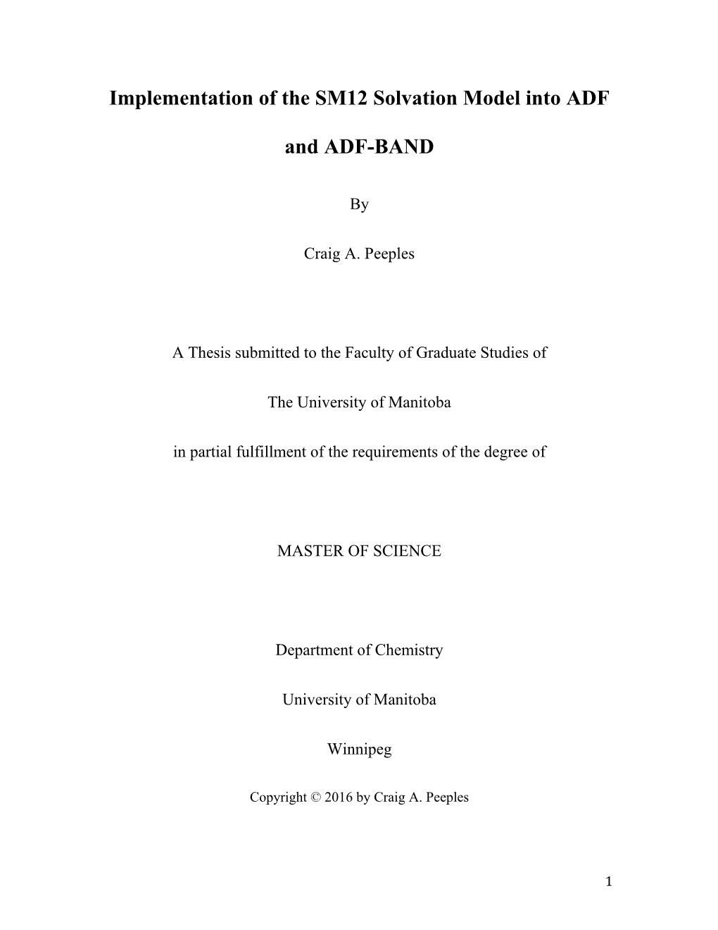 Implementation of the SM12 Solvation Model Into ADF and ADF-BAND