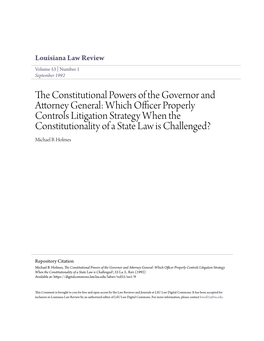 The Constitutional Powers of the Governor and Attorney General