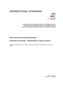 Working Draft for ISO 8601 Representation of Dates and Times