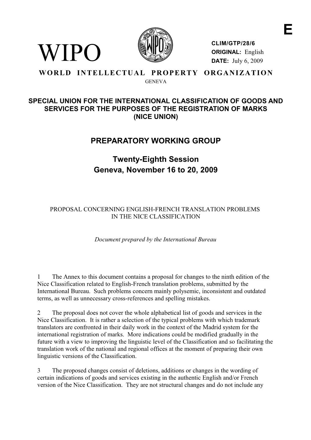 Preparatory Working Group