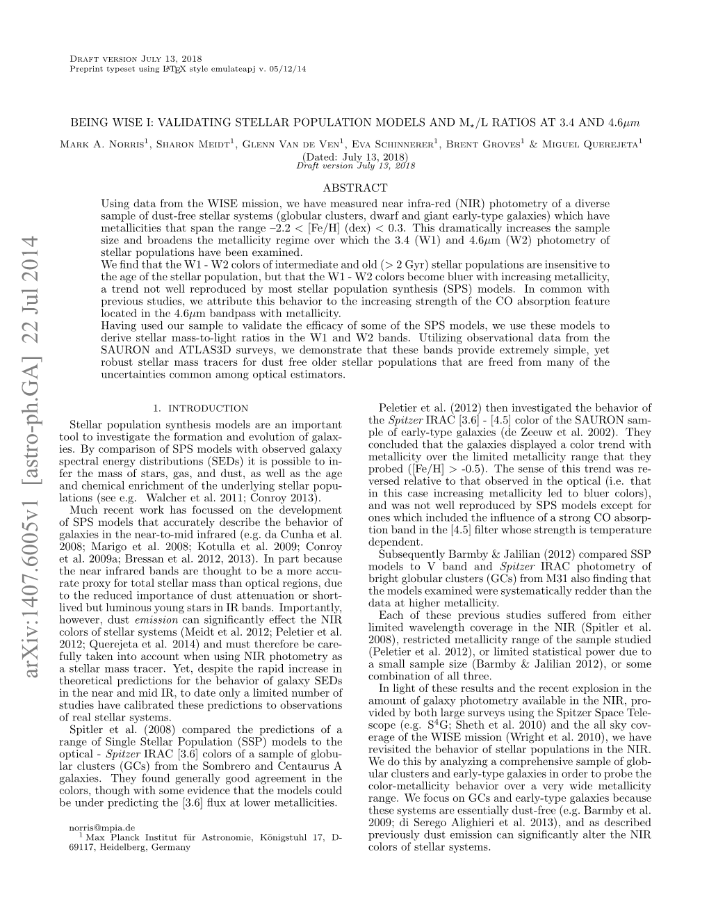 Being WISE I: Validating Stellar Population Models and M/L Ratios At