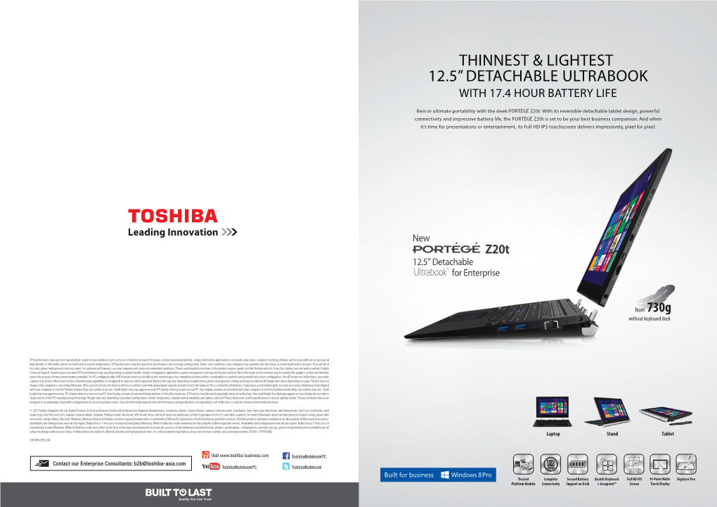 Thinnest & Lightest 12.5” Detachable Ultrabook
