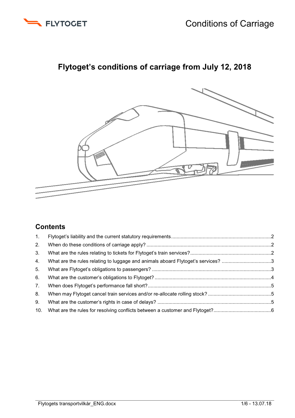 Conditions of Carriage