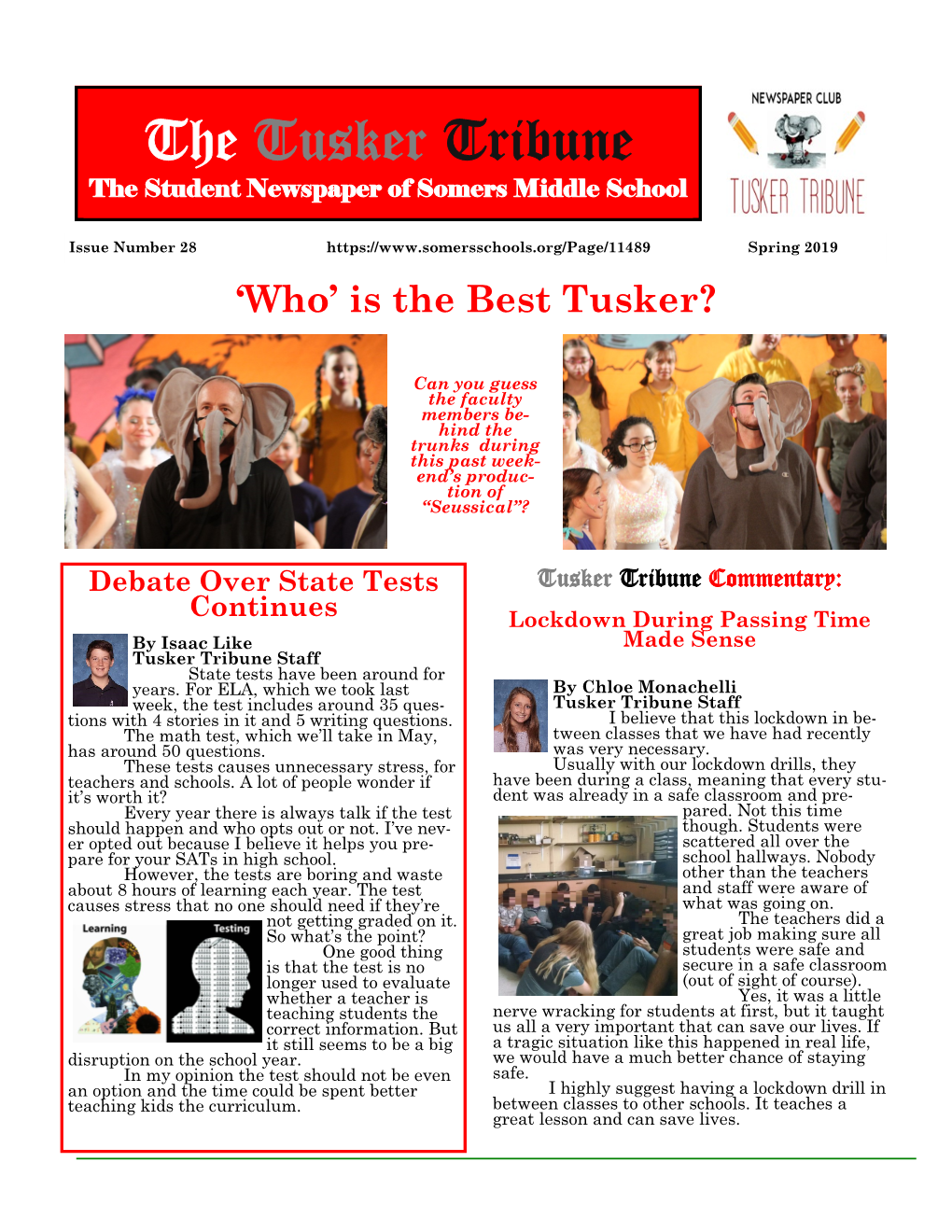 The Tusker Tribune the Student Newspaper of Somers Middle School