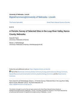 A Floristic Survey of Selected Sites in the Loup River Valley, Nance County, Nebraska