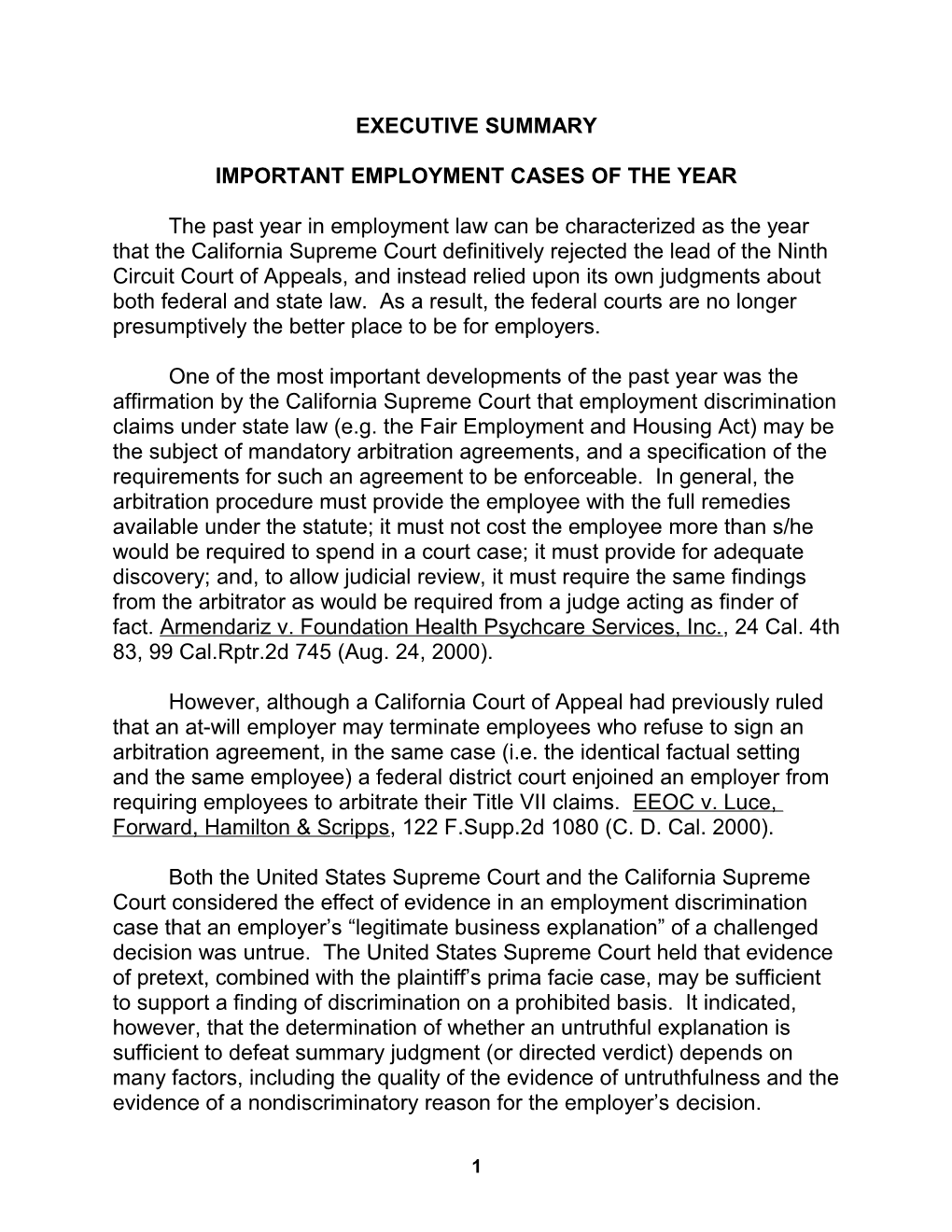 Important Employment Cases of the Year