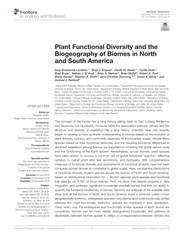 Plant Functional Diversity and the Biogeography of Biomes in North and South America