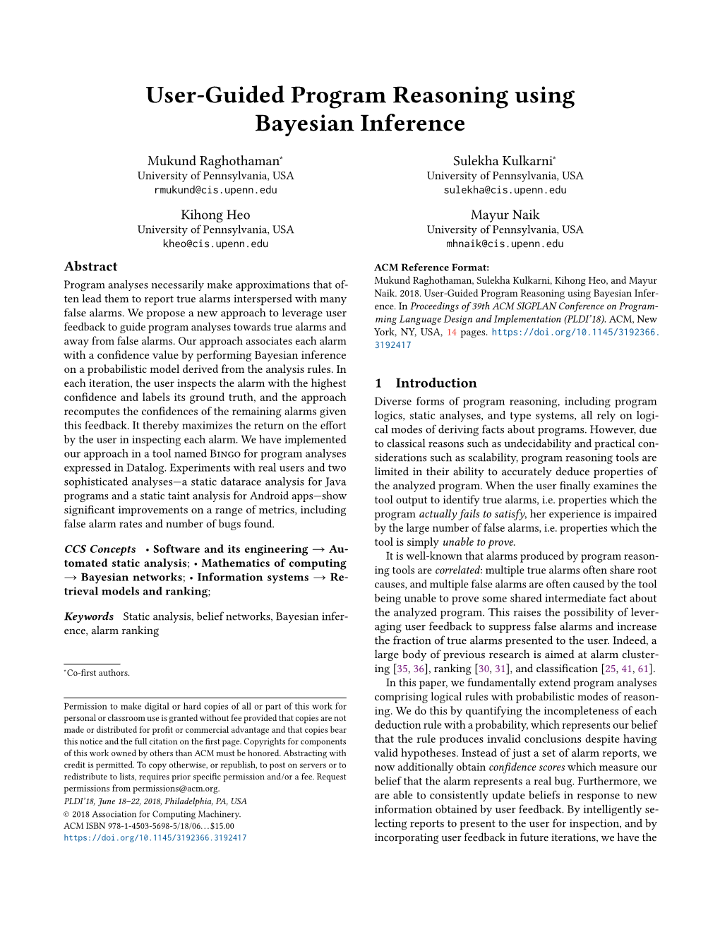 User-Guided Program Reasoning Using Bayesian Inference