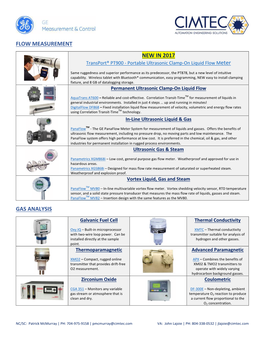 Flow Measurement New in 2017 Gas Analysis