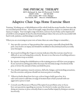 Adaptive Chair Yoga Home Exercise Sheet