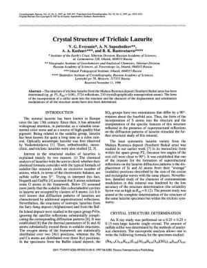 Crystal Structure of Triclinic Lazurite V