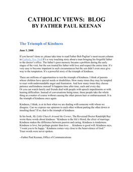 Catholic Views: Blog by Father Paul Keenan