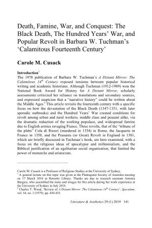 The Black Death, the Hundred Years' War, and Popular Revolt in Barbara W. Tuchman's