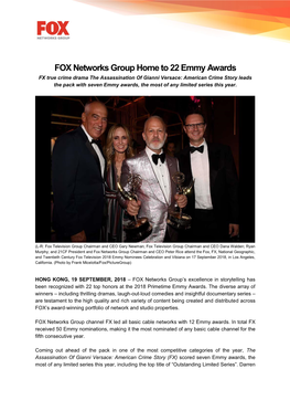 FOX Networks Group Home to 22 Emmy Awards