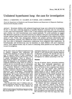 Unilateral Hyperlucent Lung: the Case for Investigation