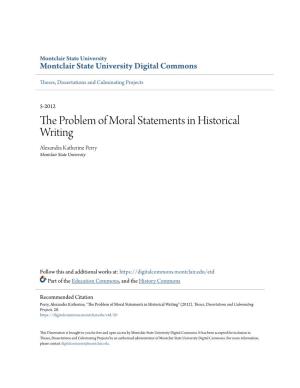 The Problem of Moral Statements in Historical Writing