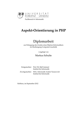 Aspekt-Orientierung in PHP Diplomarbeit