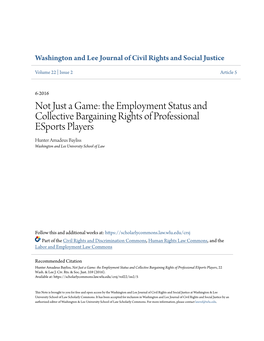 Not Just a Game: the Employment Status and Collective Bargaining