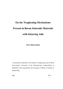 On the Toughening Mechanisms Present in Boron Suboxide Materials