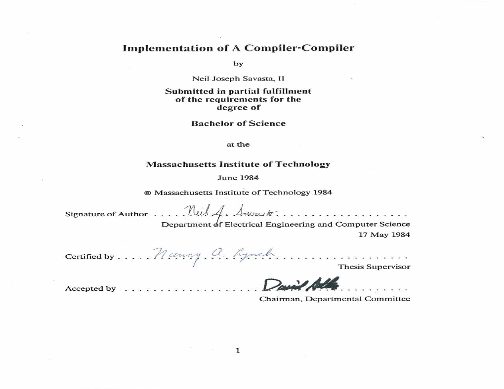 Implementation of a Compilercompiler