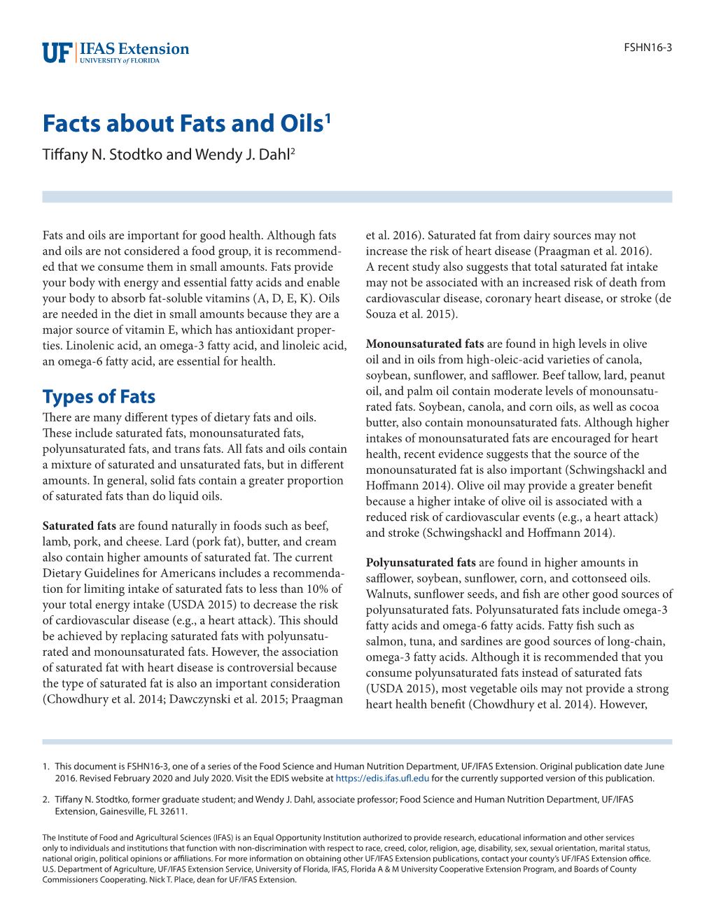 Facts About Fats and Oils1 Tiffany N