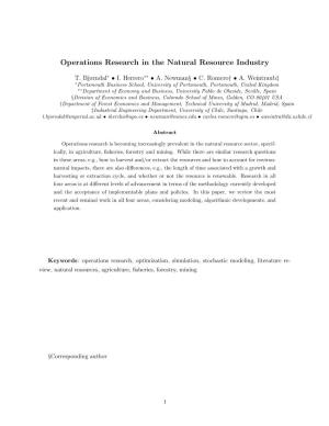 Operations Research in the Natural Resource Industry