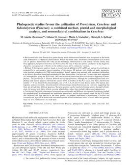 Phylogenetic Studies Favour the Unification of Pennisetum, Cenchrus and Odontelytrum