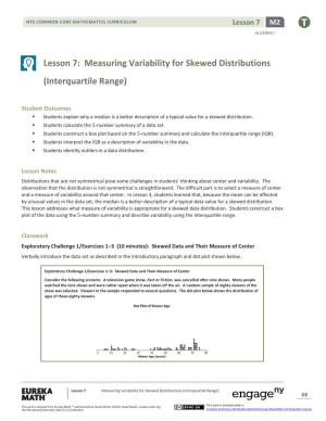 Lesson 7: Measuring Variability for Skewed Distributions (Interquartile Range)