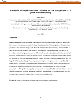 The Diffusion of Mobile Phones and Its Effects in Energy Demand