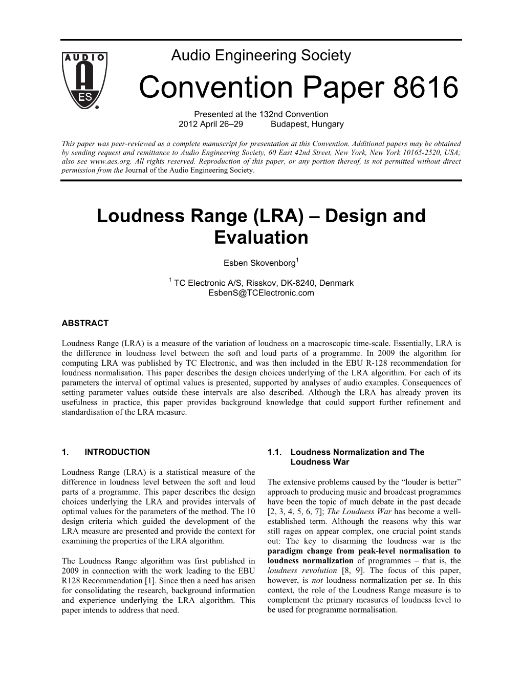 Audio Engineering Society Convention Paper 8616