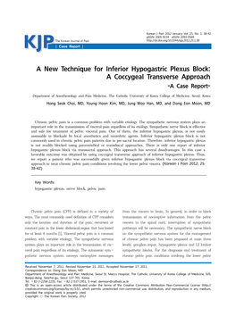 A New Technique for Inferior Hypogastric Plexus Block: a Coccygeal Transverse Approach -A Case Report