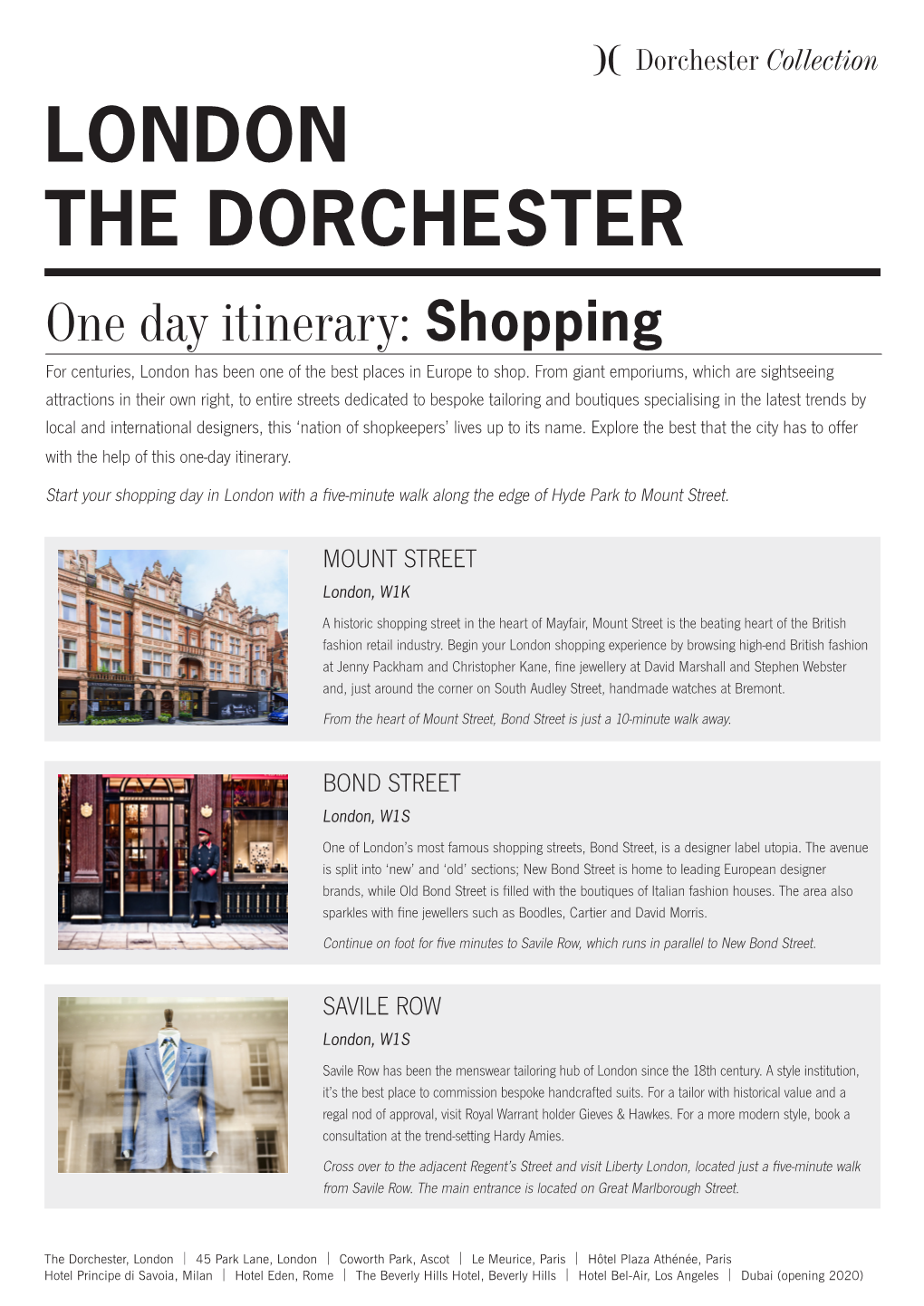 LONDON the DORCHESTER One Day Itinerary: Shopping for Centuries, London Has Been One of the Best Places in Europe to Shop