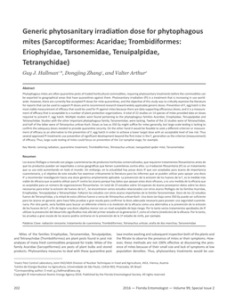 Sarcoptiformes: Acaridae; Trombidiformes: Eriophyidae, Tarsonemidae, Tenuipalpidae, Tetranychidae) Guy J