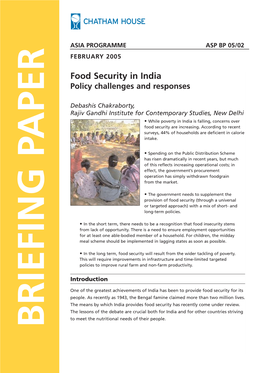 Food Security in India Policy Challenges and Responses