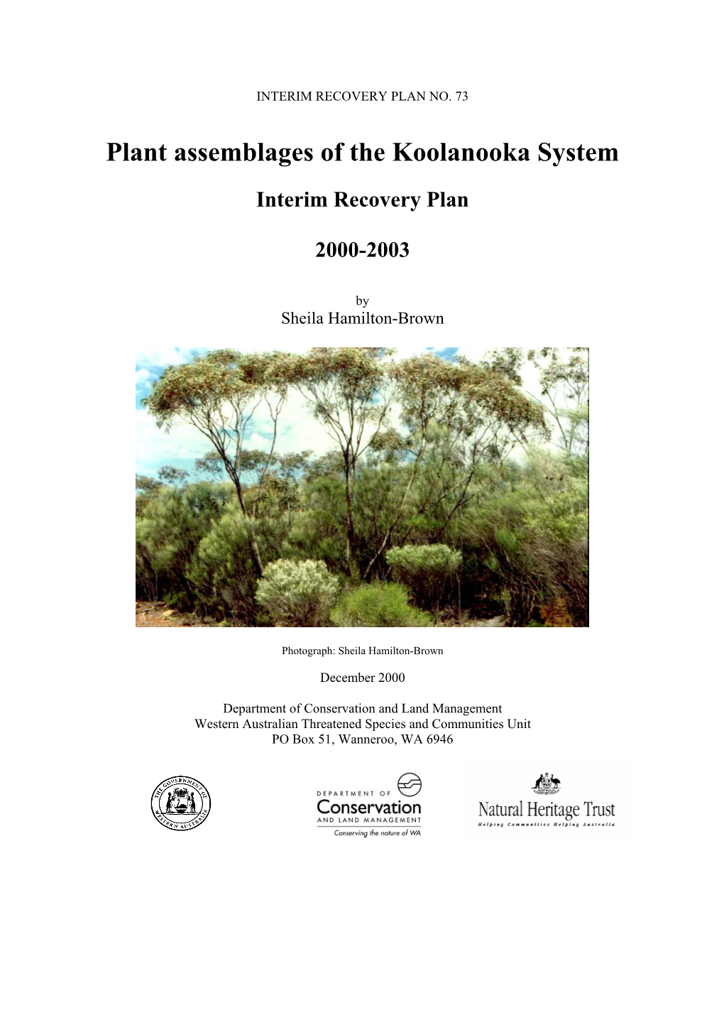 Plant Assemblages of the Koolanooka System