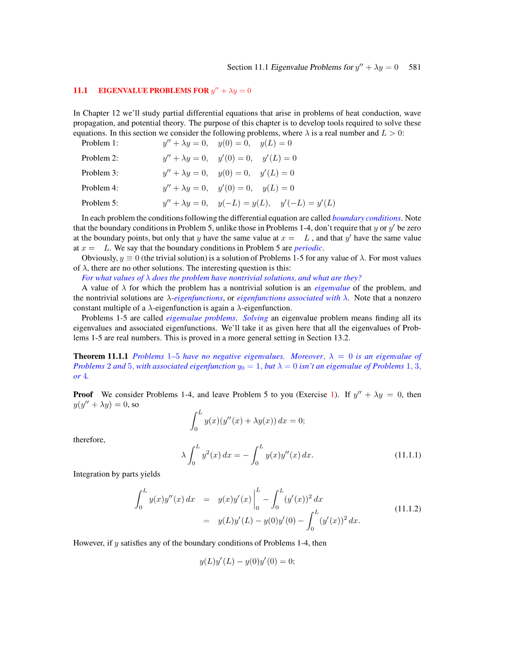 Section 11.1 Eigenvalue Problems for Y + Λy