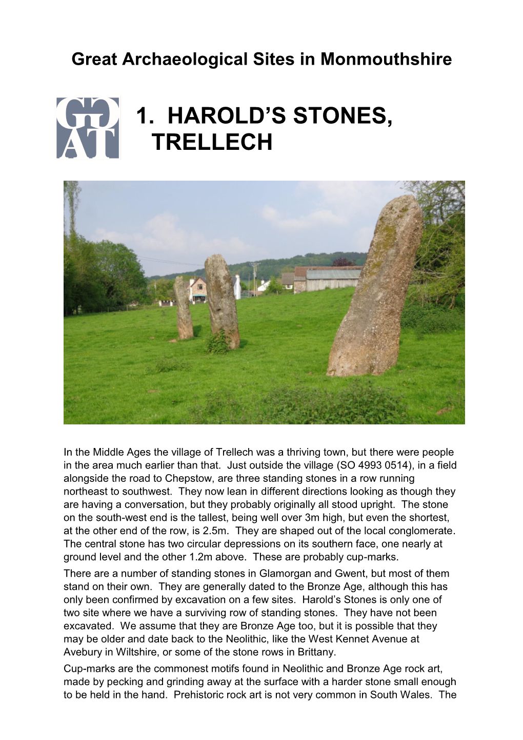 1. Harold's Stones, Trellech