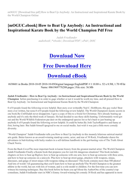 An Instructional and Inspirational Karate Book by the World Champion Online