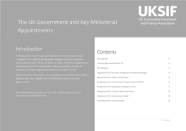 The UK Government and Key Ministerial Appointments