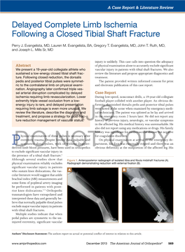 Delayed Complete Limb Ischemia Following a Closed Tibial Shaft Fracture