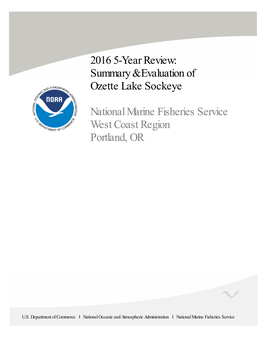 2016 5-Year Review: Summary & Evaluation of Ozette Lake Sockeye