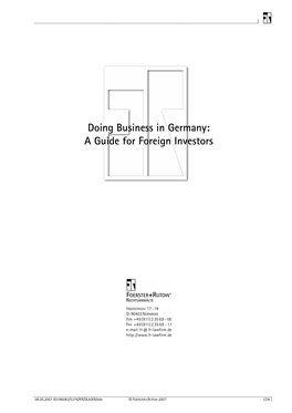 Doing Business in Germany: a Guide for Foreign Investors