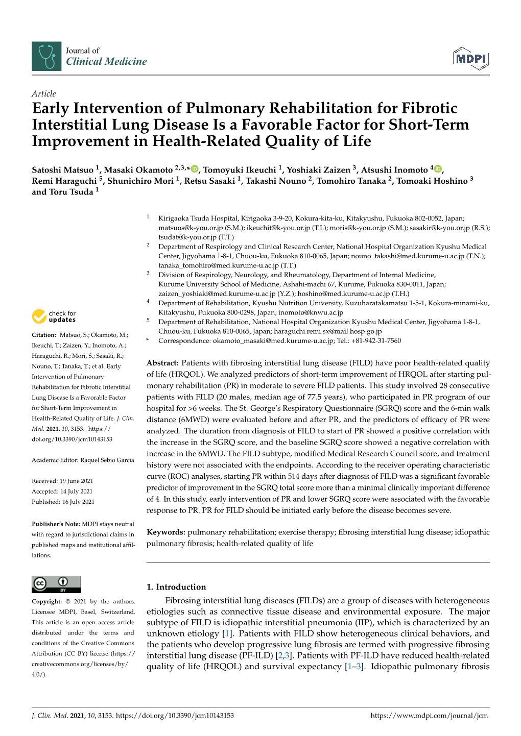 Early Intervention of Pulmonary Rehabilitation for Fibrotic Interstitial