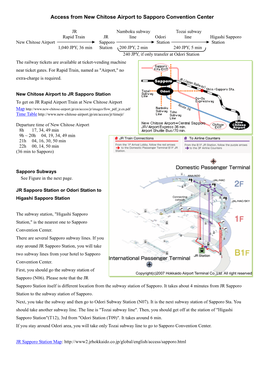 Access from New Chitose Airport to Sapporo Convention Center